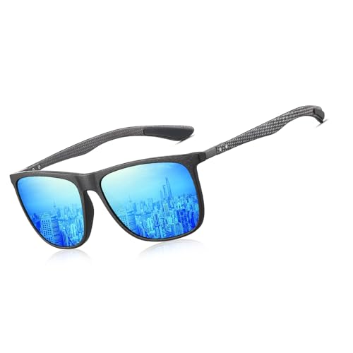 Image of HAOLOTA Polarized Sunglasses for Men Ultralight Carbon Fiber Temple,Square Sunglasses UV400 Protection for Driving /Golf