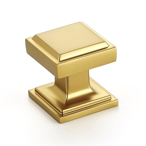 Image of Ravinte 30 Pack Gold Square Kitchen Cabinet Knobs,Zinc Solid Drawer Pulls,Farmouse Cabinet Handles for Cupboard, Closet, Dresser and Bathroom, Modern Cabinet Hardware for Cabinets