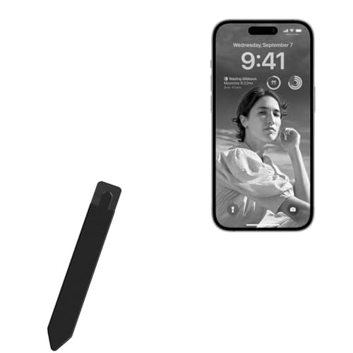 BoxWave Stylus Pouch Compatible with Apple iPhone 16 - Stylus PortaPouch, Pen Stylii Holder Carrier Portable Self-Adhesive - Jet Black