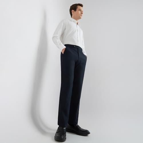 Image of Raymond Men's Mid Rise Polyester Blend Checks Pattern Slim Fit Flat Front Formal Trouser