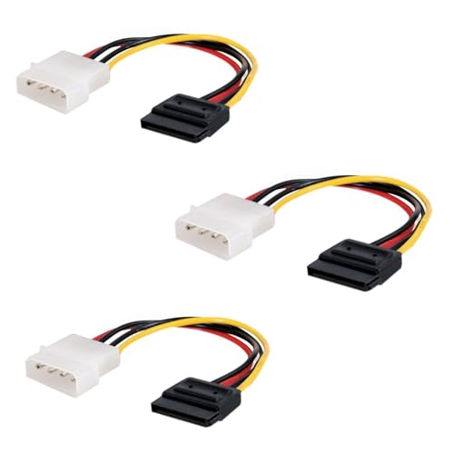 Image of ATEVON 4-Pin Molex to SATA Power Adapter - IDE to SATA Converter Cable for HDD, SSD, Optical Drive, Hard Disk - Compatible with Desktop PC, PSU - Pack of 3