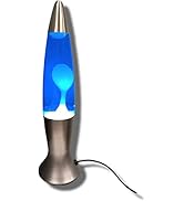 ROCKING GIFTS Lampara Sobremesa Lava 40 cm Azul-Blanco con Interruptor, Incluye Bombilla E14,Lamp...