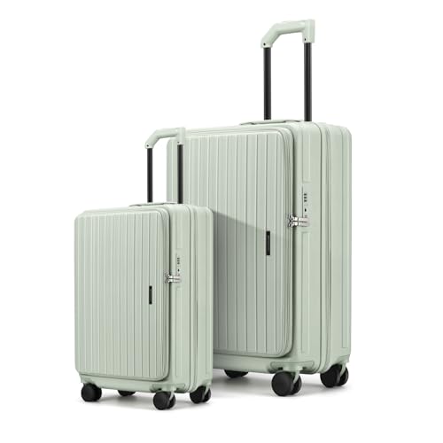 ROAMING Luggage Sets Hard shell Suitcase Top Opening Expandable with Spinner Wheels,Sturdy Large Suitcase Tsa Lock 20 Inch Carry on 28 Inch Checked Luggage,2-Piece Set (20/28) for Woman Men.Jade cyan