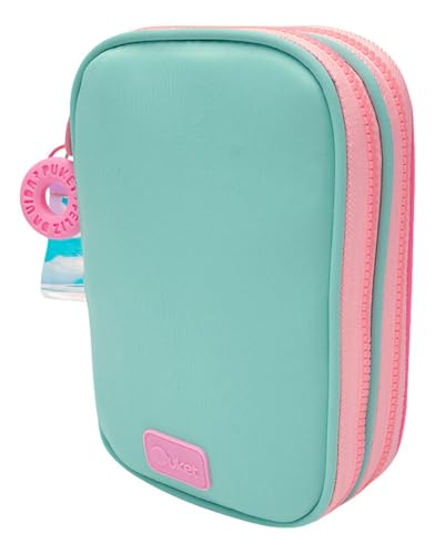 PUKET - Estojo Infantil Escolar Duplo Grande Verde Água Puket