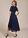 Ever-Pretty Women's V Neck Lace Chiffon Half Sleeves A Line Hi-Lo Wedding Guest Dresses Navy Blue US10