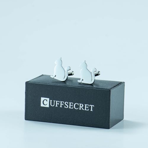 Mancuernillas de gato de acero inoxidable con caja miniatura 3