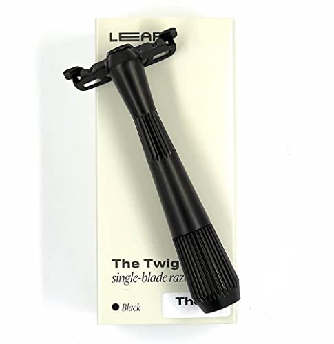 Image of Leaf Twig Razor by Leaf Shave, All-Metal Single Blade Razor for Men & Women, Fixed Head w /Magnetic Load Assist, Includes 5 Stainless Steel Blades - Face Shaving, Lighter Hair, Sensitive Skin - Black