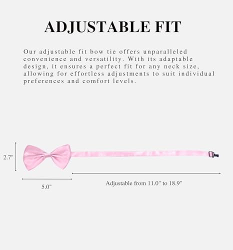 Image of MDSTYLE Bow Ties for Men Pre-Tied Adjustable - Classic Men's Bow Tie - Tuxedo Wedding Formal Bowtie Solid Color Bowties (Pink 2pcs)