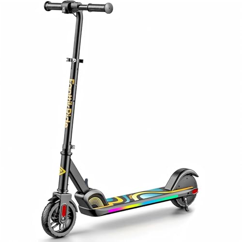 FanttikRide C9 Pro Kids Electric Scooter Ages 8-12, Colorful Rainbow Lights, E-Scooter for Kids 3.9-5.2 ft, 132 lbs, 5 Miles Range, Up to 40 min Ride Time, 5/8/10 MPH, 3 Adjustable Heights, Black