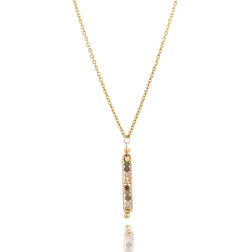 Handmade Healing Crystal Pendant Necklace Natural Gemstone Beads Copper Bar Stainless Steel Chain Reiki Yoga Jewelry Women Gift