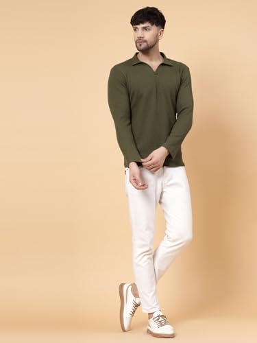 Image of Rigo Printed Casual T-Shirts for Men | Waffle Knit Solid T-Shirt for Men | Full Sleeves T-Shirts for Men
