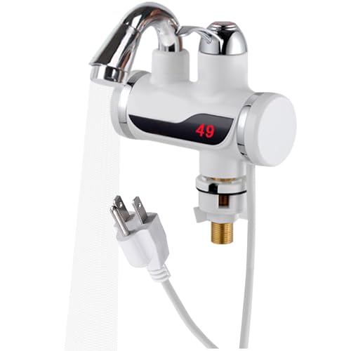 EHERDM 110V Instant Tankless Electric Water Heater Faucet 360° Rotating Hot Water Faucet with LED Digital Display Fast Heating Tap for Kitchen Bathroom Small Under Bend