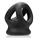 Oxballs TRI-Squeeze – Cock Ring & Ball Stretcher for Men – Testicle Stretcher & Bulge Enhancer – Stretchy Silicone Blend – Erection Support – Adult Toys – Cockrings for Male Bondage – Black Ice