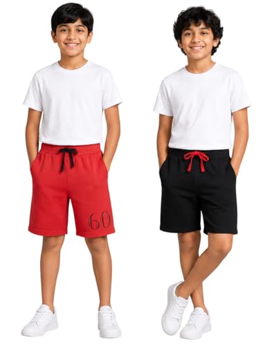 Image of Clotth Theory Boys Cotton Shorts Pack of 2 | Soft Breathable Fabric | Elastic Waist | Casual Wear Kids Comfortable Shorts
