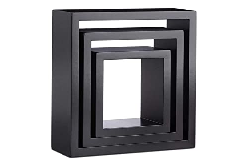 YASTA Mensole parete cubo moderne nere 3pz