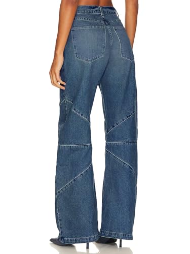 PLNOTME Womens High Waisted Barrel Jeans Casual Loose Boyfriend Wid Leg Denim Pants4