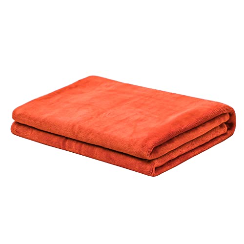 Avafort Velvet Plush Home Fleece Throw Blanket For Couch Sofa Bed, Warm Elegant Fuzzy Flannel Blanket For Kid Baby Adults Or Pet, All Season (Orange, 50" X 60") #TOP1