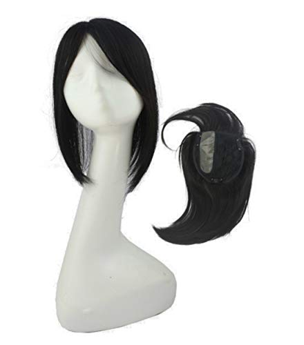 Extensions de cheveux en cheveux humains marron 35 cm LXUE avec frange pour femme