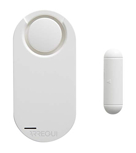 ARREGUI AL011 Alarma para casa, hogar, tienda | Sensor de alarma para puerta y ventana con control remoto | Alarma sonora inalambrica con bateria | Sistema de seguridad | Color blanco