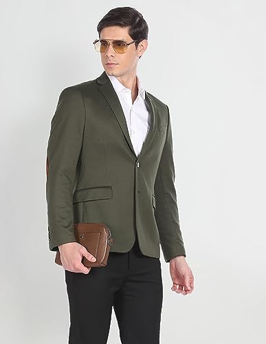 Image of Arrow Men's Red Textured Notch Collar Long Sleeve Formal Polyester Slim Fit Blazer