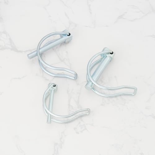 eMagTech Sicherungsstift in D-Form, verzinkter Karbonstahl, Doppelschnurschlaufe, Drahtschlossstift M4,5/M6/M8 für Rasen, Garten, Bauernhof, LKW, Auto, Anhänger, Traktor, 18 Stück