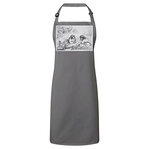 Tablier cuisine coton illustré femmes nature grand tablier lavable