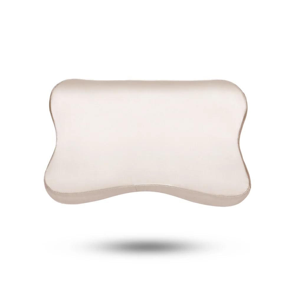 Premium Seidenkissenbezug 30x50 cm, Creme | Nackenkissen Bezug, Für ergonomische Kissen, Passend für Blackroll Recovery Pillow, Sanfte Hautpflege