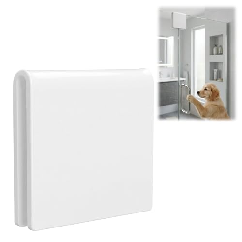 Incycall Frameless Shower Door Stopper No Drill Sliding Stop for Privacy Bathroom Safety Stop for Pets Not 3D Printed Leaves No Trace in Shared Spaces (White 3/8 in) (1 Pack)