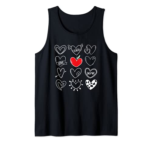 Teach Love Inspirar Corazones Día de San Valentín Camisas para profesores Camiseta sin Mangas