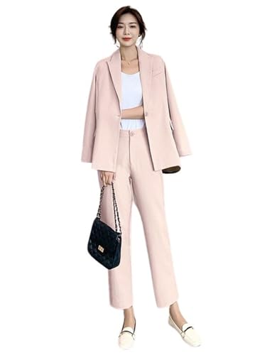 Ensemble costume deux pièces veste et pantalon à revers en pointe tenue de travail pour femme