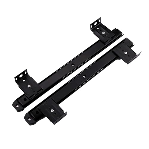 QHStealthy キースライド デスク下用 スチール製 頑丈キャビネット 家具ハードウェア 高さ調節可能ブラケット付き 14インチ トラックレールセット, 35mm ブラック 5ハイト