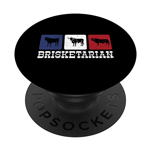 Brisketarian Brisket Retro BBQ Lover PopSockets Swappable PopGrip, Black