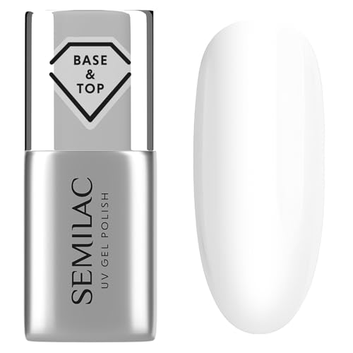 Semilac Esmalte de uñas UV Base & Top 2 en 1 Hard 7 ml – Esmalte de uñas UV Base & Top Coat en uno, fuerte adherencia y acabado brillante