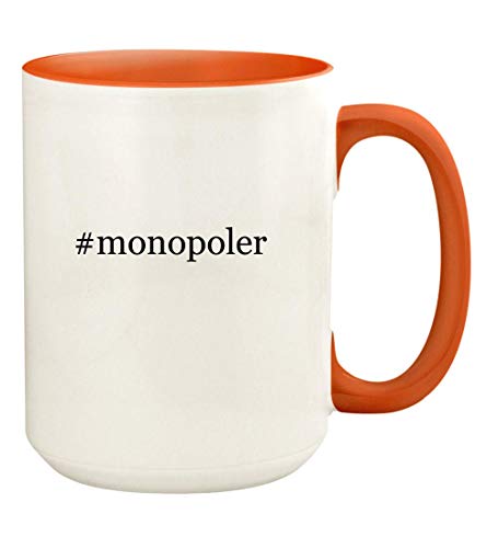 #monopoler - 15oz Hashtag Ceramic Colored Handle and Inside Coffee Mug Cup, Orange