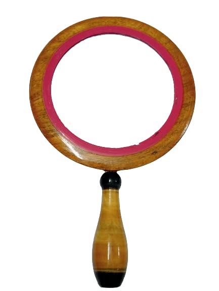 SGNS Wooden Handle Mirror Round Shape for Shaving, Makeup & Grooming-image-28