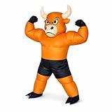 BoqiBoqi Adult Inflatable Bull Costume Blow Up Full Body Funny Bull Party Halloween Suit (Brown, One Size)