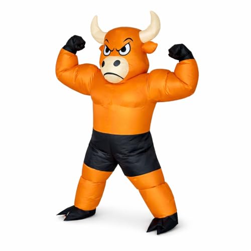 BoqiBoqi Adult Inflatable Bull Costume Blow Up Full Body Funny Bull Party Halloween Suit (Brown One Size)