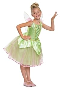 Disguise Disney Offizielles Deluxe Tinkerbell Kostüm Kinder, Kostüm Halloween Karneval Fee Kostüm Kleid Mädchen, Größe M, Grün, 7-8 Jahre