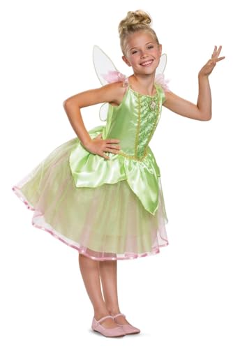 Disguise Disfraz Campanilla Niña, Hada Verde Disney, Disfraces Bosque para Carnaval y Halloween, 7 8 años