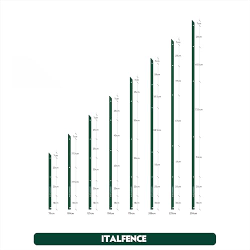 Miniatura 4 de Italfence - Poste T Para Cercado, Plastificado Verde Todas Las Alturas H 150cm, 30x30x3mm, 10 Piezas