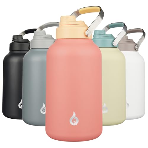 Image of BJPKPK 1 Gallon Water Bottle Insulated, Dishwasher Safe 128oz Large Water Jug with Metal Handle & BPA Free Spout Lid, Stainless Steel Metal Jug for Gym, Sports & Hiking, Pink