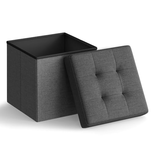 Catálogo para Comprar On-line Baúles los más solicitados. 49 SONGMICS Puff Almacenaje de 38 cm de Largo, Taburete Reposapiés, Baúl de Almacenaje, Gris Oscuro MLSF27Z