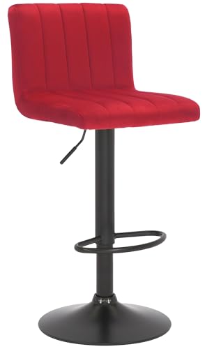 CLP Tabouret De Bar Jamie en Velours I Chaise Haute De Bistrot avec Repose-Pieds Hauteur Réglable Pivotant, Couleur:Rouge