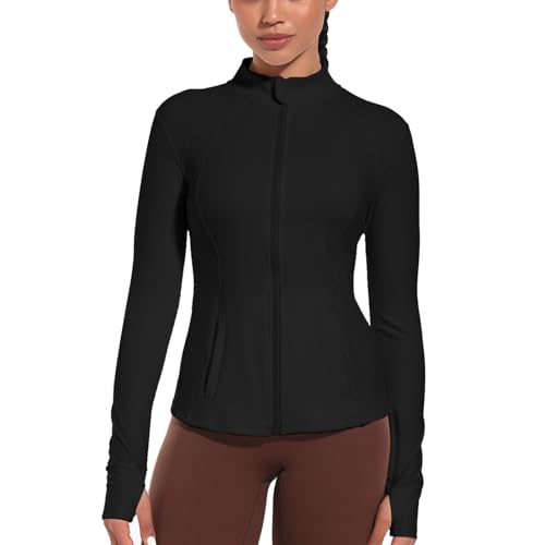Cighay WA131 Women'S Athletic Jacket Zip Up Workout Jacket With Pockets Running Hoodless Yoga Jacket Slim Fit thumb #1