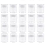 20 Pack 2 oz Clear Plastic Storage Jars,Wide-Mouth Round Plastic Jars with Lids,Refillable Travel...