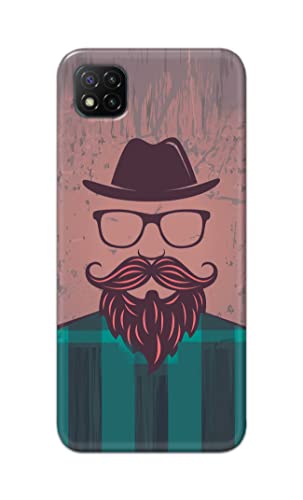 Image of PRINTFIDAA Man Icon with Beard Shirt Hipster Printed Designer Hard Case for Redmi 9C Back Cover -(e) RPM1001