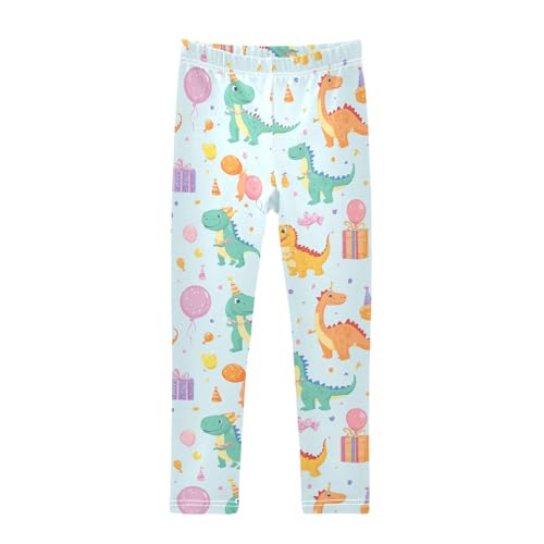 Wusikd Cartoon Dinosaurs Girls' Leggings Toddler Doodles Cute Kids Yoga Pants Dance Active Tights 4T