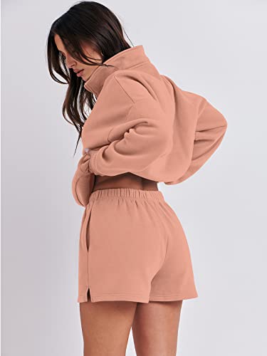 Anrabess Women's Oversized 2 Piece Lounge Sets Fall Outfits 2023 Long Sleeve Cozy Casual Pajamas Short Sweatsuit Sets Winter Sweatsuit Sets Ci775-Xiuhong-Xl #TOP3
