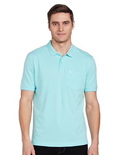 Image of Parx Men's Cotton Polyester Blend Jacquard Pattern Regular Fit Rib Collar Polo Neck Half Sleeve Casual T-Shirt