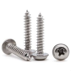 Glvaner M3 x 10mm (100 pcs) Stainless Steel Pan Washer Head Phillips Drive Self Tapping Screws, 304 Stainles Steel 18-8 Wood Screws, Sheet Metal Screws, Full Thread